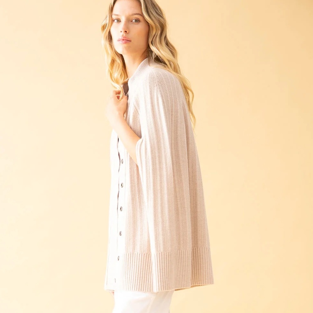 MELA PURDIE Puff Rib Snap Cape in Winter White Size XS - Picture 5 of 14